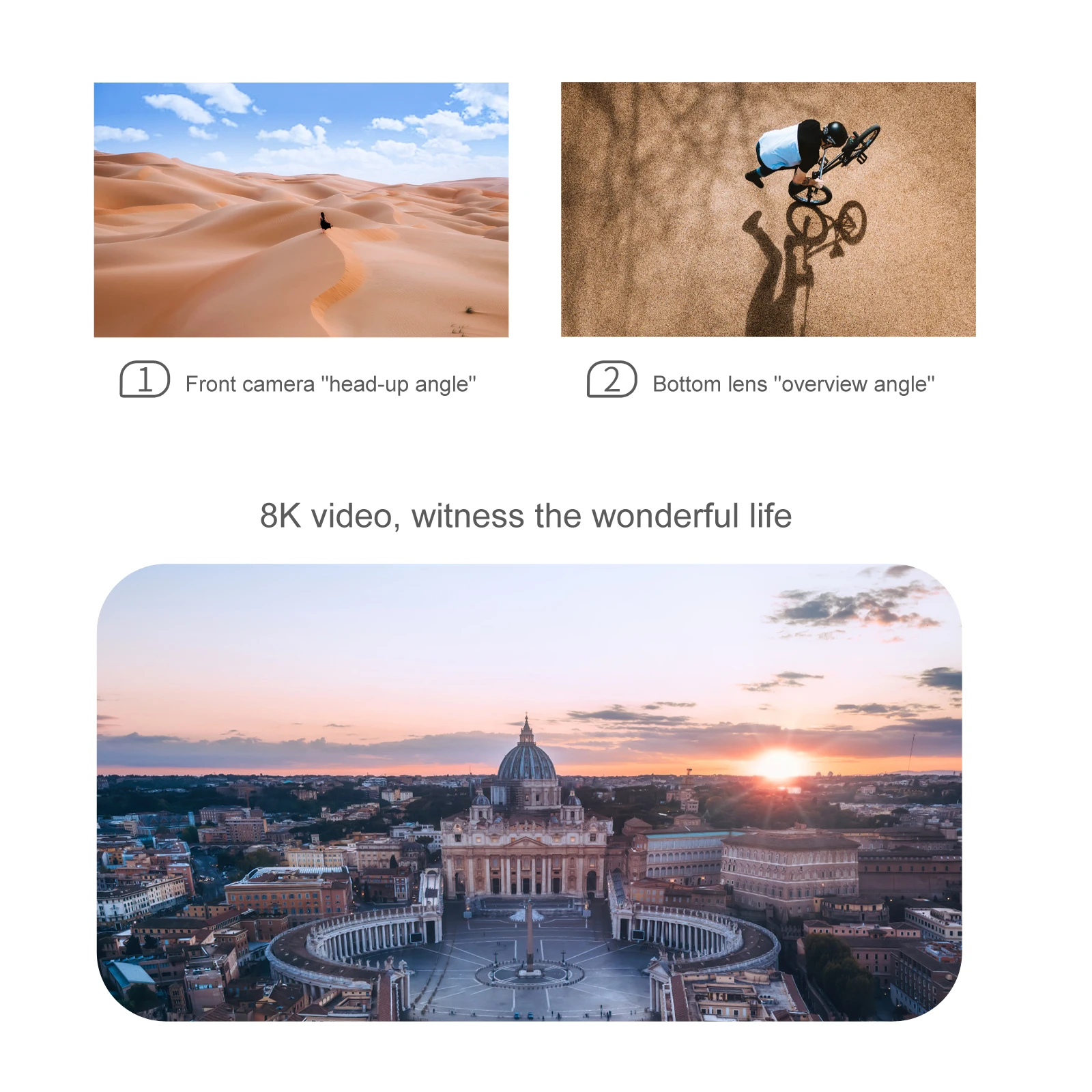 JINHENG S106 GPS Drone, 1 Front camera "head-up angle" 2 Bottom lens "overview angle" 8K