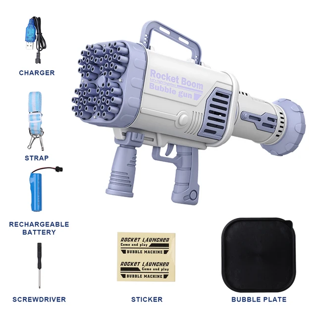 64-Holes Gatling Bubble Guns For Kids Electric Automatic Bubble Machine Rocket Launcher Outdoor Children Toys Kids Gift 6