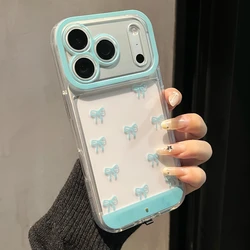Luminous Light - Up Bowknot Phone Case - Color - Changing Shockproof Cover - iPhone 16 (Blue)