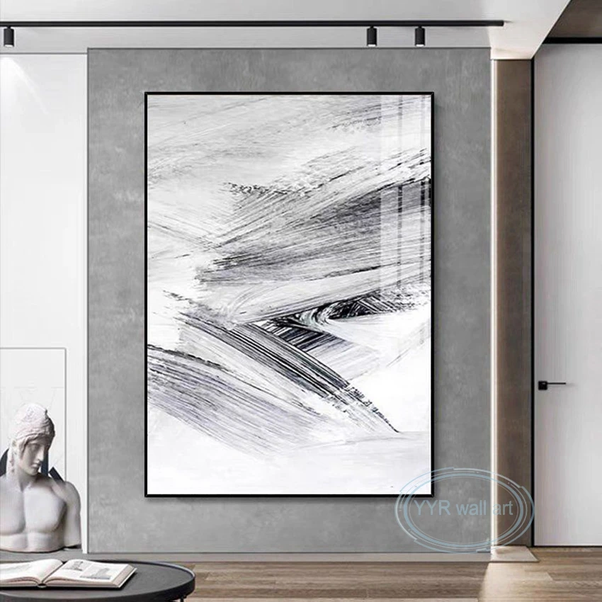 

Abstract Minimalist Black White Art Poster Handmade Oil Painting Wall Decor Canvas Picture Living Room Bedroom Restaurant Porch