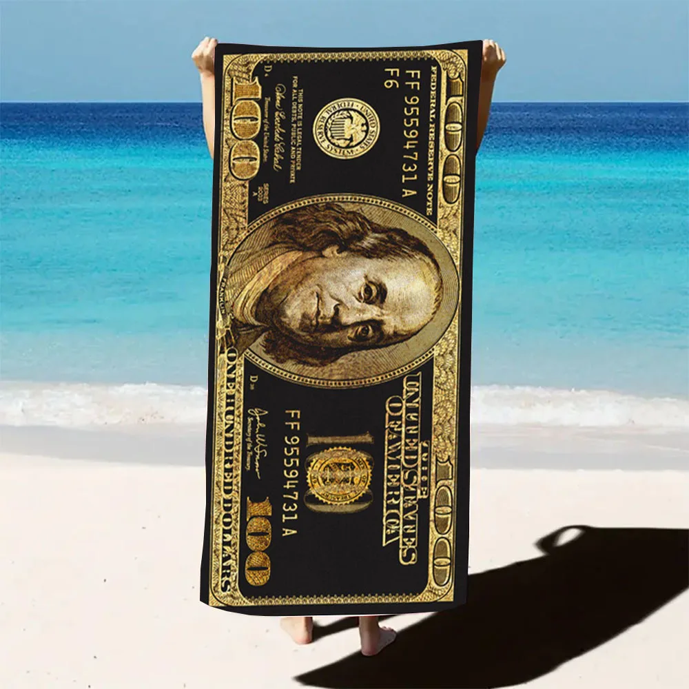 Microfiber Towel Bath Towel Microfiber Beach Towel Quick Dry Absorbent Hundred Dollar Print For Beach Travel Camping Party Vacation