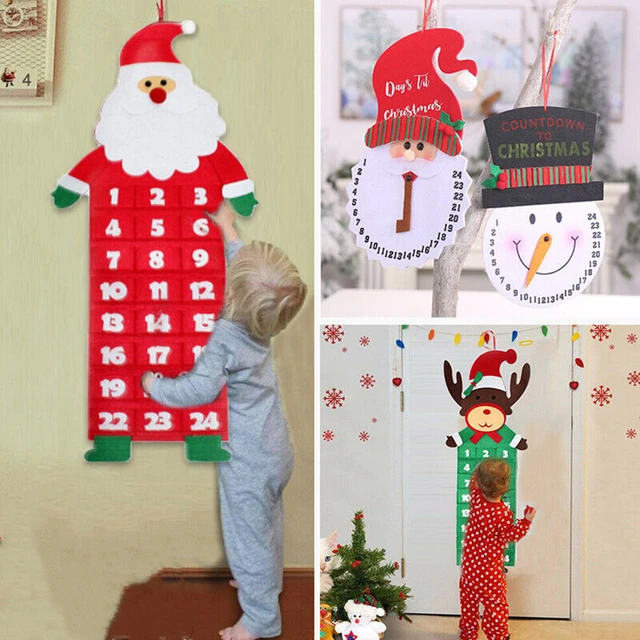 Christmas Advent Calendar Reusable Santa Christmas Countdown Calendar with  24 Days Pockets Wall Hanging Christmas Decoration - AliExpress