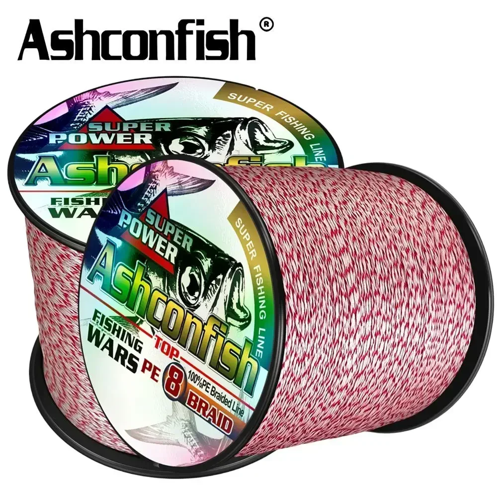 Ashconfish PE 편조 멀티필라멘트 낚싯줄, 강한 일본 코드 스팟 혼합 색상, PE 편조 라인, 8 가닥, 100m 6-300LB