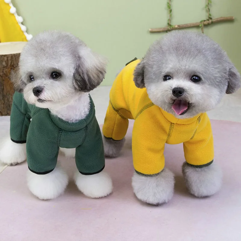따뜻한 강아지 옷, 배를 감싸는 강아지 의상, 소형견용 점프수트, 시츄, 치와와, 강아지 오버올, 트랙수트 XS