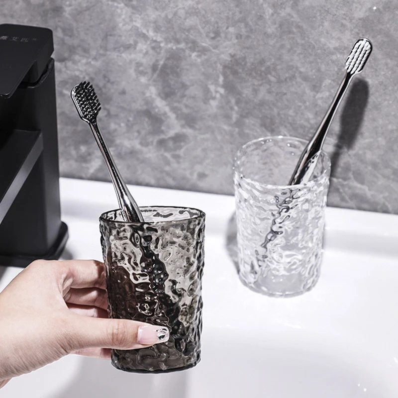 Plastic Mouthwash Cup With Handle Home Bathroom Tumblers Portable Mug Transparent Toothbrush Holder_voghion.com