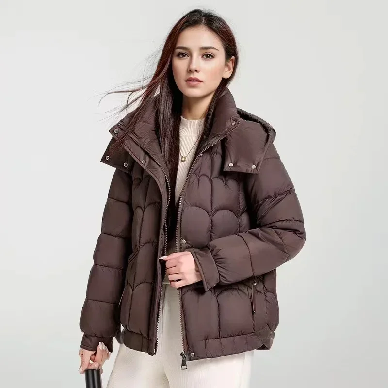 Winter Women's Jacket Pure Color Parkas Hooded Stand Collar Warm Down Cotton Jacket Female Short Puffer Zipper Coats