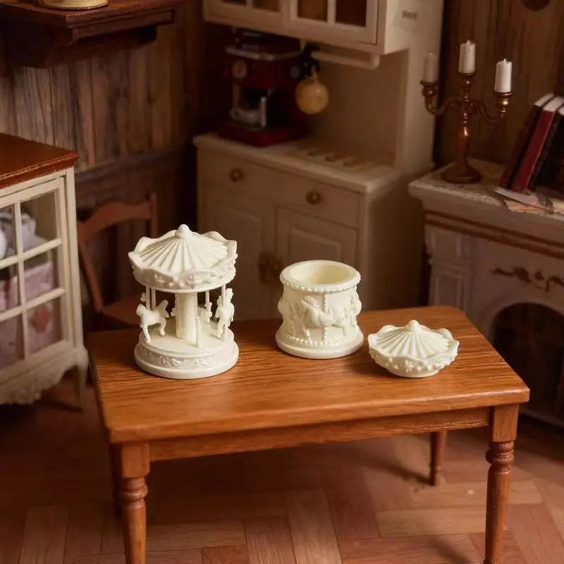 1Pcs Dollhouse Miniature Carousel Mini Storage Box Model Doll House Accessories Coffee Storage Case Home Decoration Toy