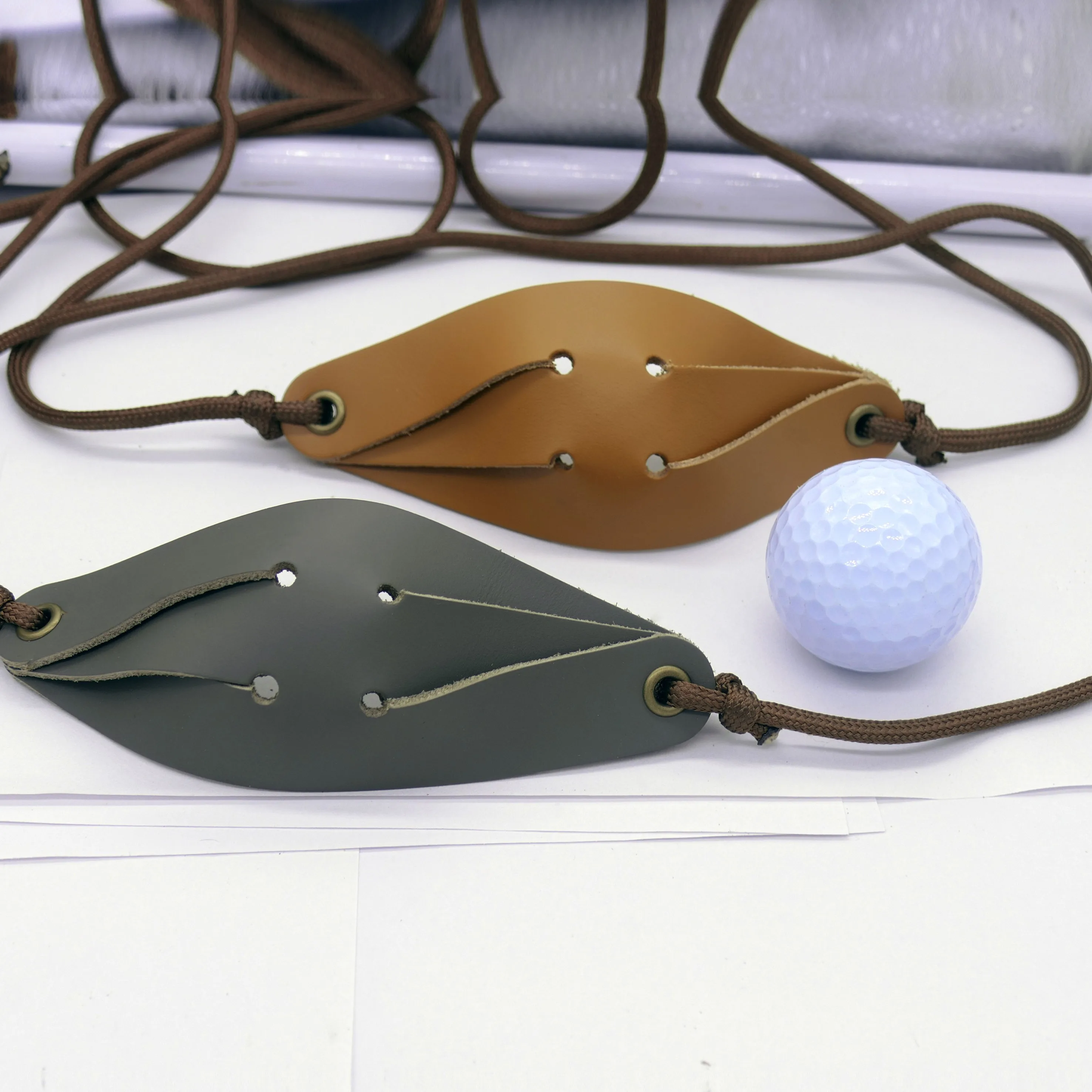 Pidou throwing stone rope throwing stone tool, handmade cowhide, sports outdoor tool, Udo David machine string