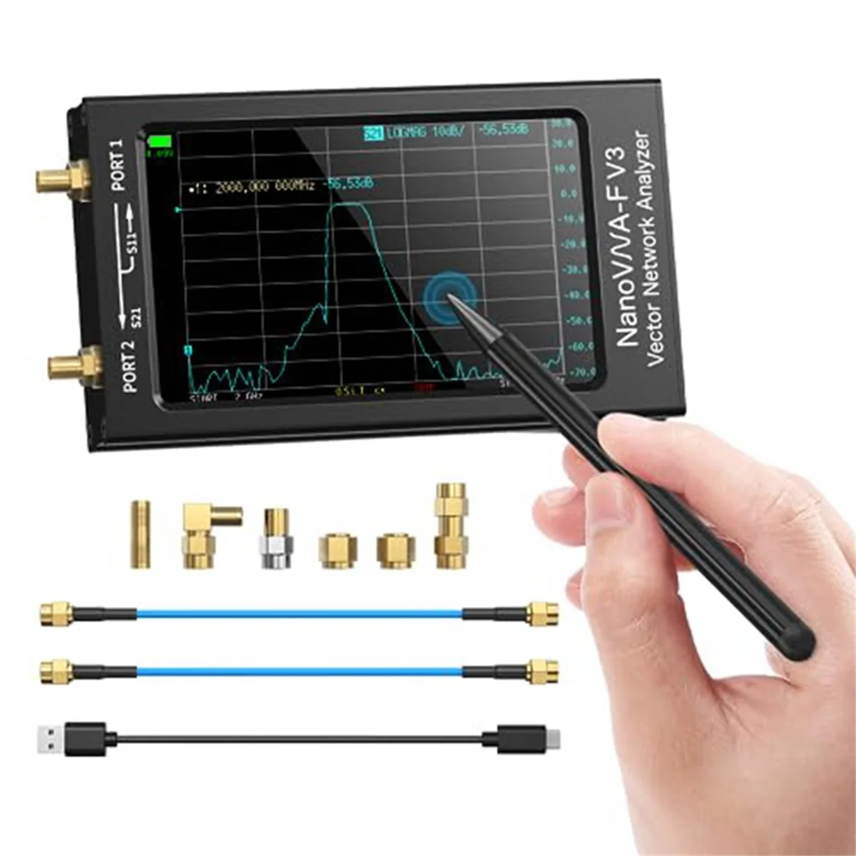 

NanoVNA-F V3 Vector Network Analyzer, 1MHz-6GHz 4.3-Inch HF VHF UHF VNA Antenna Analyzer, Measures 801 Scan Points