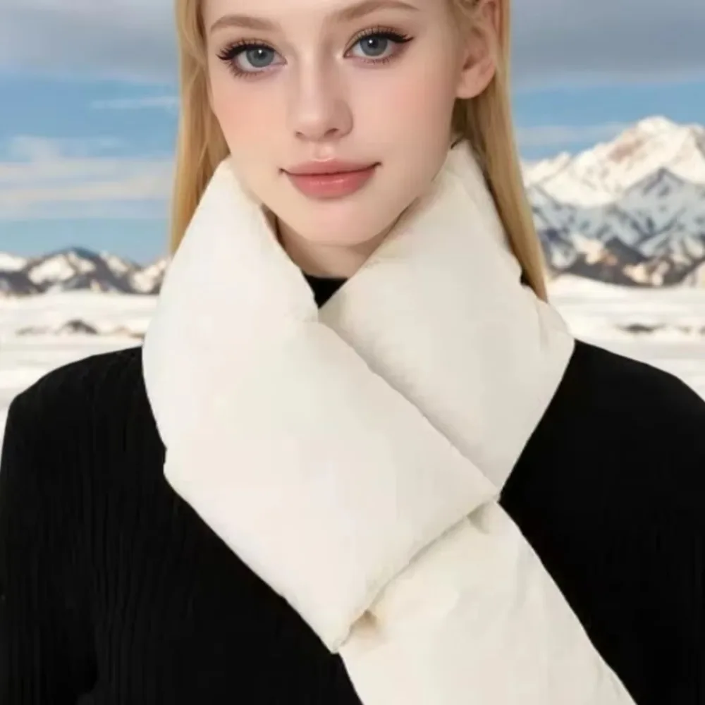 Simple Fashion Down Cotton Winter Mouth Loan Scarf Warm Thickened Down Cotton Scarf Soft Windproof Skiing Scarve Women Men 4
