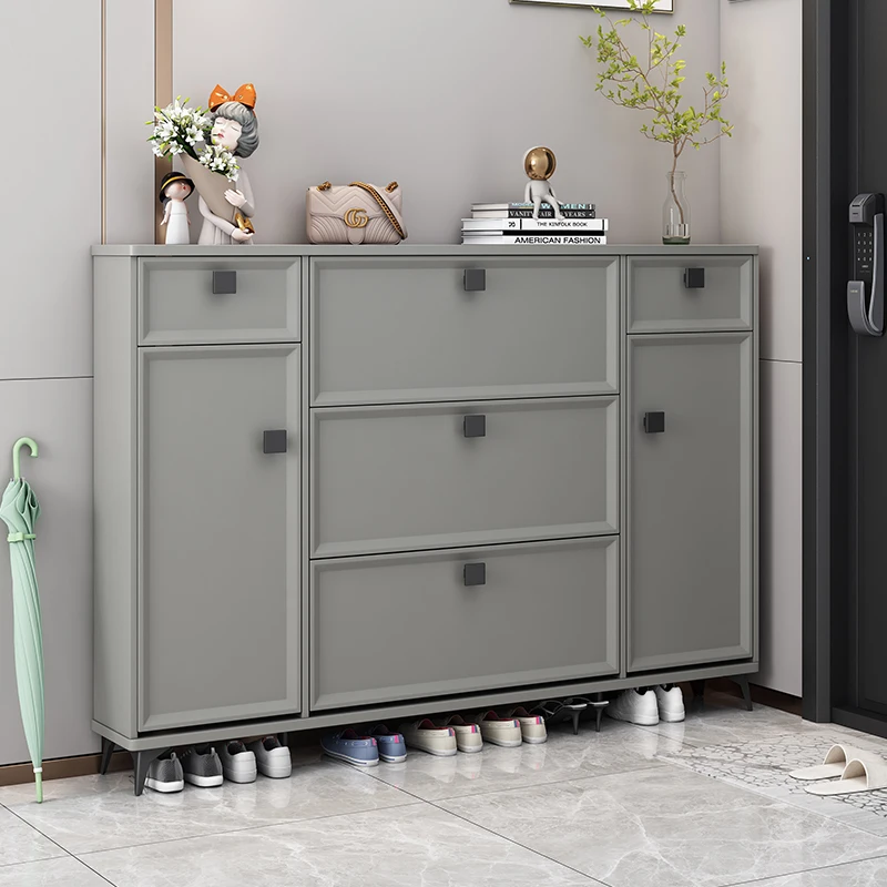 

Light Luxury Ultra Thin Grey Shoe Cabinet Large Capacity Entrance Simple Storage Shoerack Shoe Organizer Zapatero Home Furniture