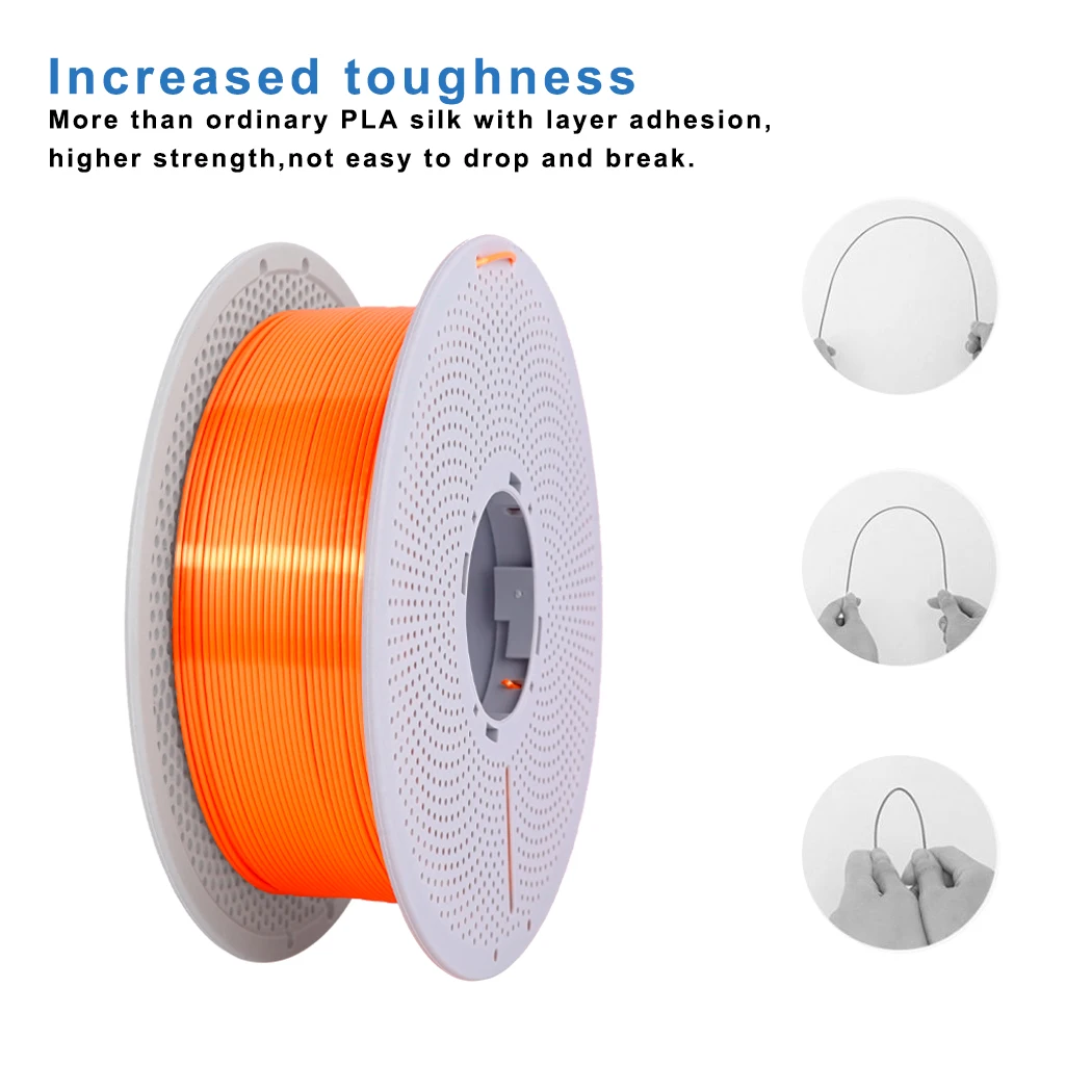 실크 필라멘트 PLA 1.75mm 실크 3D 프린터 필라멘트, PLA 실크 오렌지 1kg 스풀(2.2lbs), 치수 정확도 +/- 0.03mm, 대부분의 F에 적합