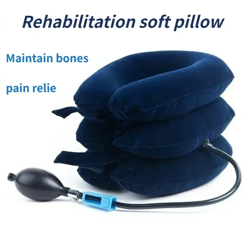 Inflatable Neck Stretcher Support Air Cervical Traction 3 Tubes Neck Braces Stress Relief Home Office