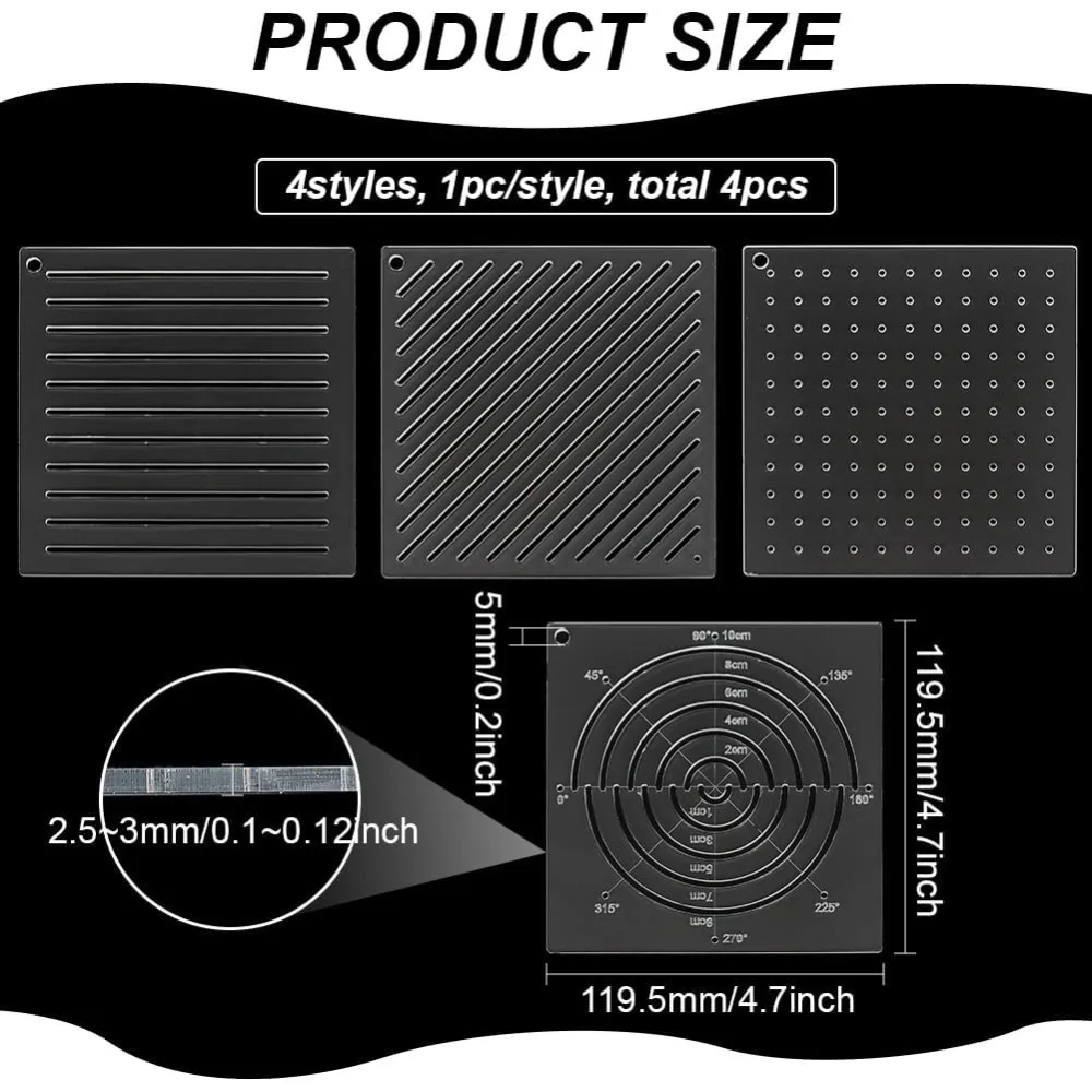Acrylic Sashiko Stencil 4Pcs