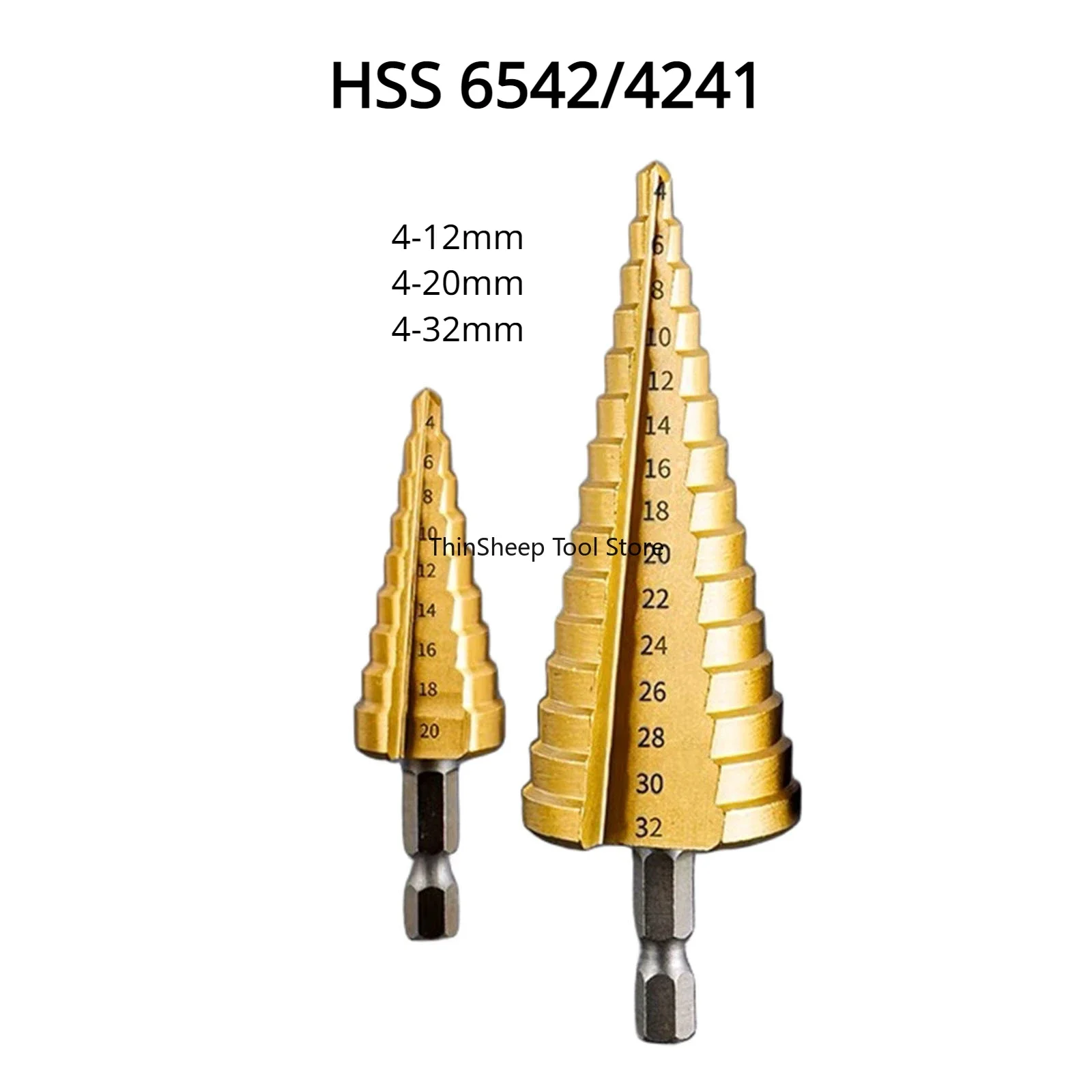 

HSS Titanium Coating Step Drill Bit Straight Flute Hexagonal shank 6542 4241 Hole Cutter Cone Drilling Tool Sale Wood Metal