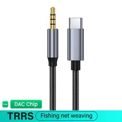 USB - C to 3.5mm Audio Adapter Cable | Premium AUX Cord for Car Speakers and Headphones (TRRS Fishing net)