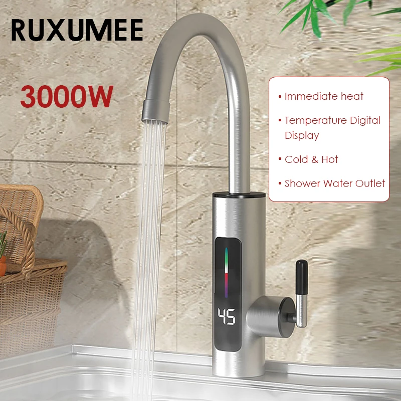 

3000W Electric Water Heater KitchenFaucet Tap Instant Hot Water Cold Heating Faucet Tankless Water with LED Digital Display