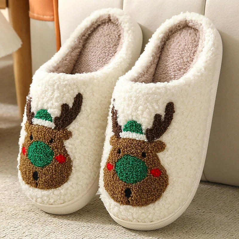 Winter Warm Women Slippers Fuzzy Cozy Plush Cotton Slides Men Couple Home Non-Slip Soft Comfortable Flat Floor Shoes 3