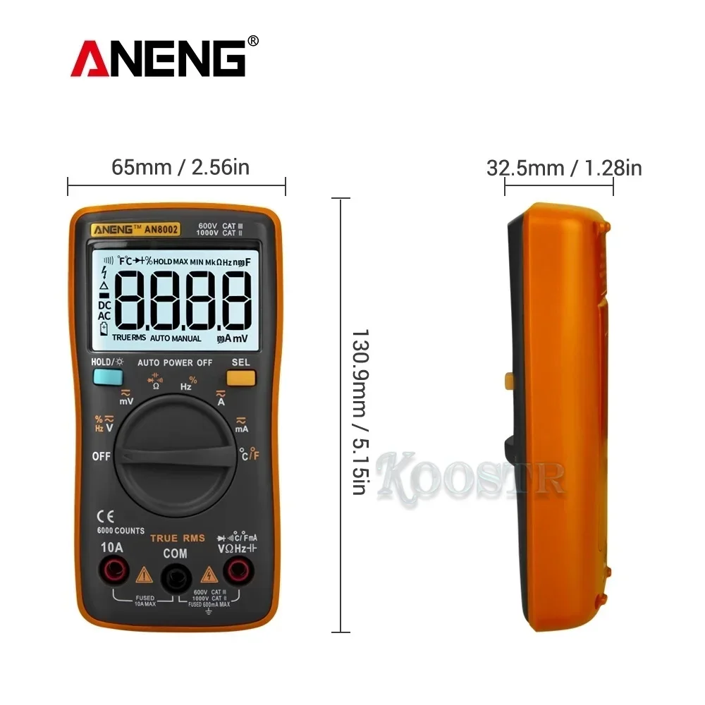 Digital Multimeter ANENG AN8002 6000 Counts DC/AC Current Voltage Capacitor Meters Electrical Transistor Tester