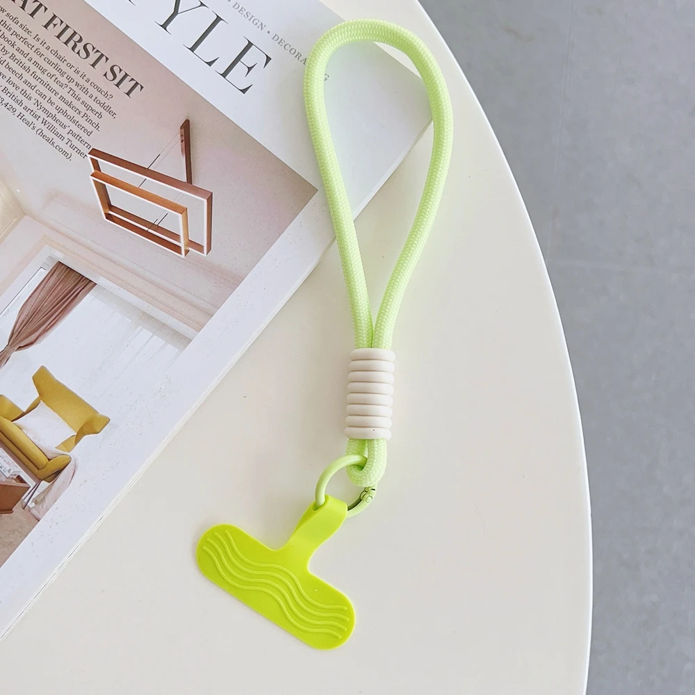 Universelles geflochtenes kurzes Handy-Lanyard zum Aufhängen, Kettenring, Silikonschnur mit Patch-Handgelenkschlaufe, abnehmbares Handy – Detail 15