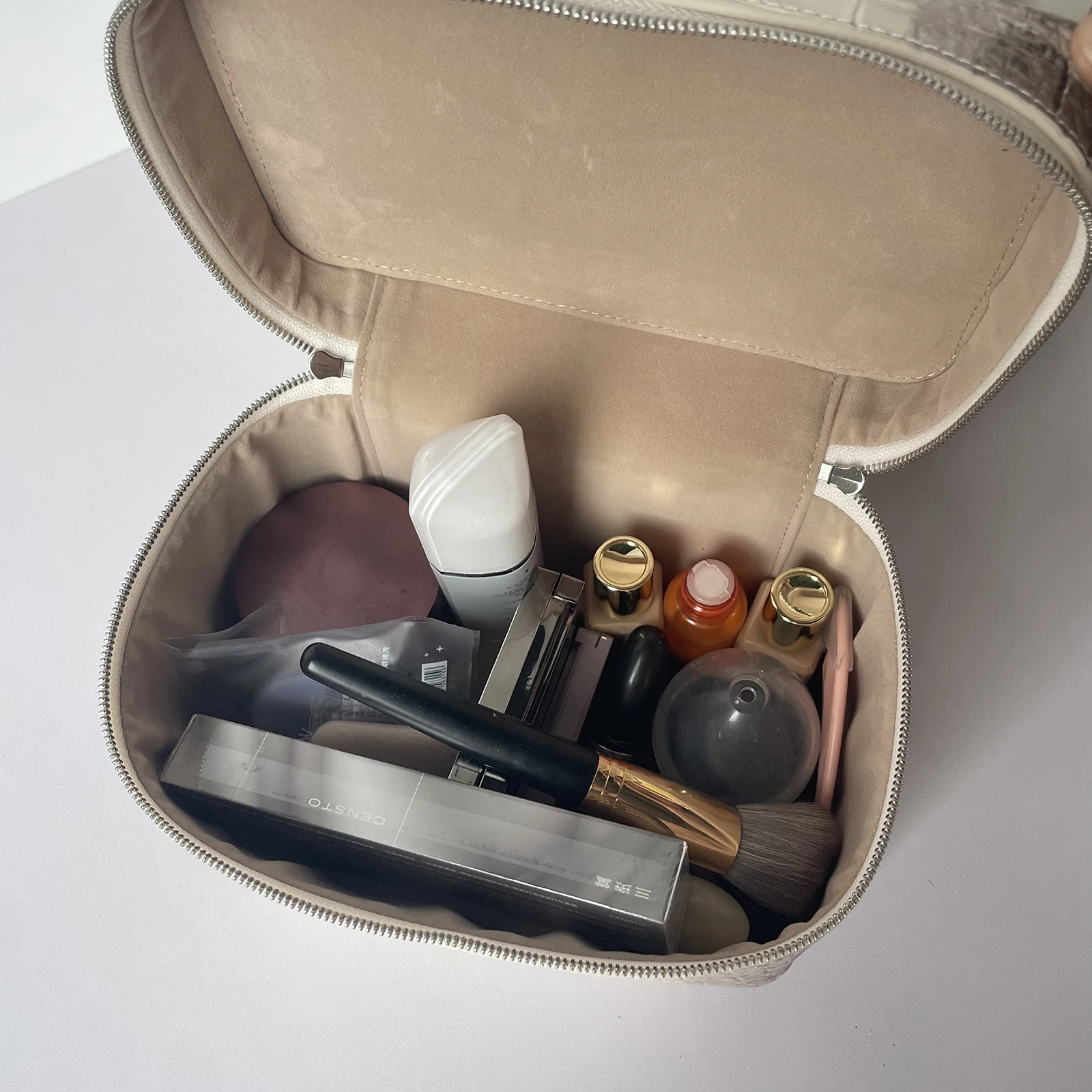 Himalayan Cowhide Crocodile Pattern Vanity Case Bag New Large Capacity Jewelry Storage Bag Genuine Leather Portable Makeup Bag 6