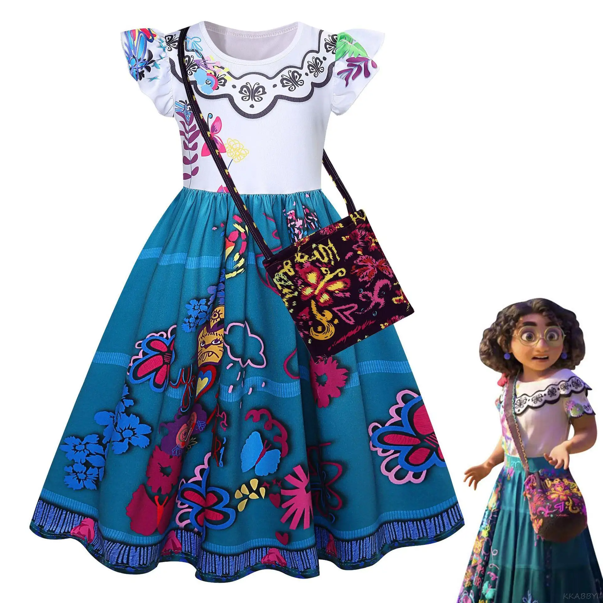 Disney New Girls Encanto Charm Dress Carnival Summer Virgin Children Princess Midi Mirabel Birthday Party Costume |