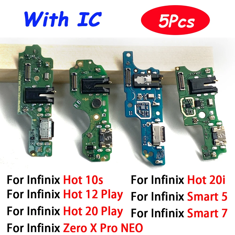 5 Pezzi Testati Per Infinix Hot 10S 20I Smart 5 7 12 20 Play Zero X Pro Caricatore Usb Porta Di Ricarica Dock Connector Board Flex Cable