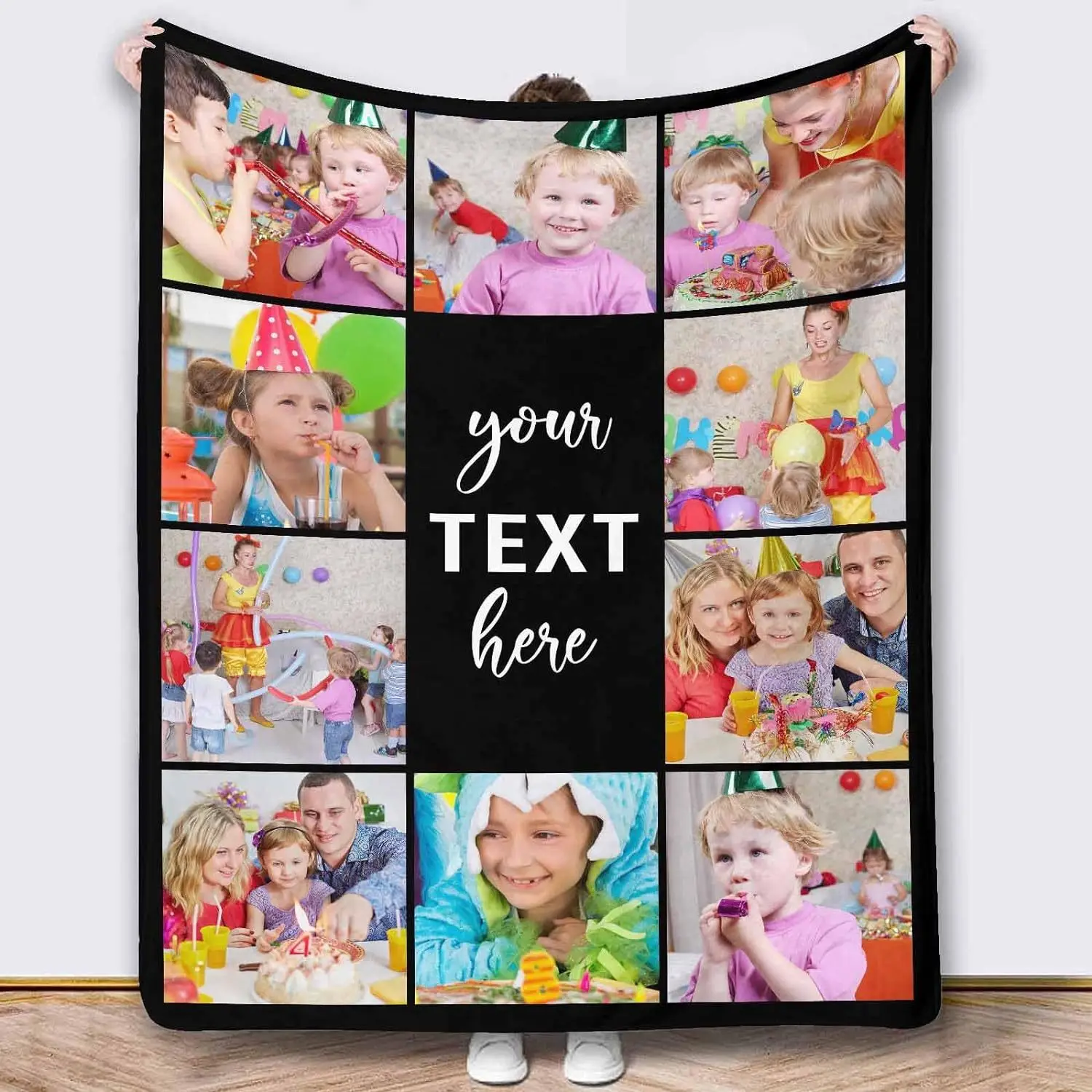 

Personalized photo picture blanket and text, Christmas Children's Day gift family sisters dog friend Valentine's Day gift
