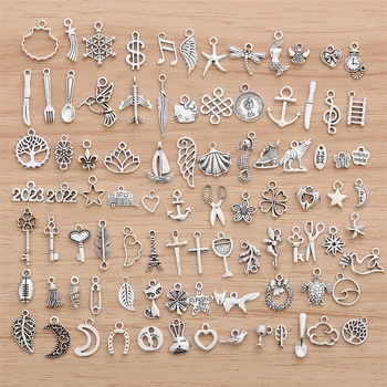 다양한 스타일 절묘한 작은 매력 여성 패션 쥬얼리 제작 용품, DIY 목걸이 귀걸이, 대량 100 개/세트 도매