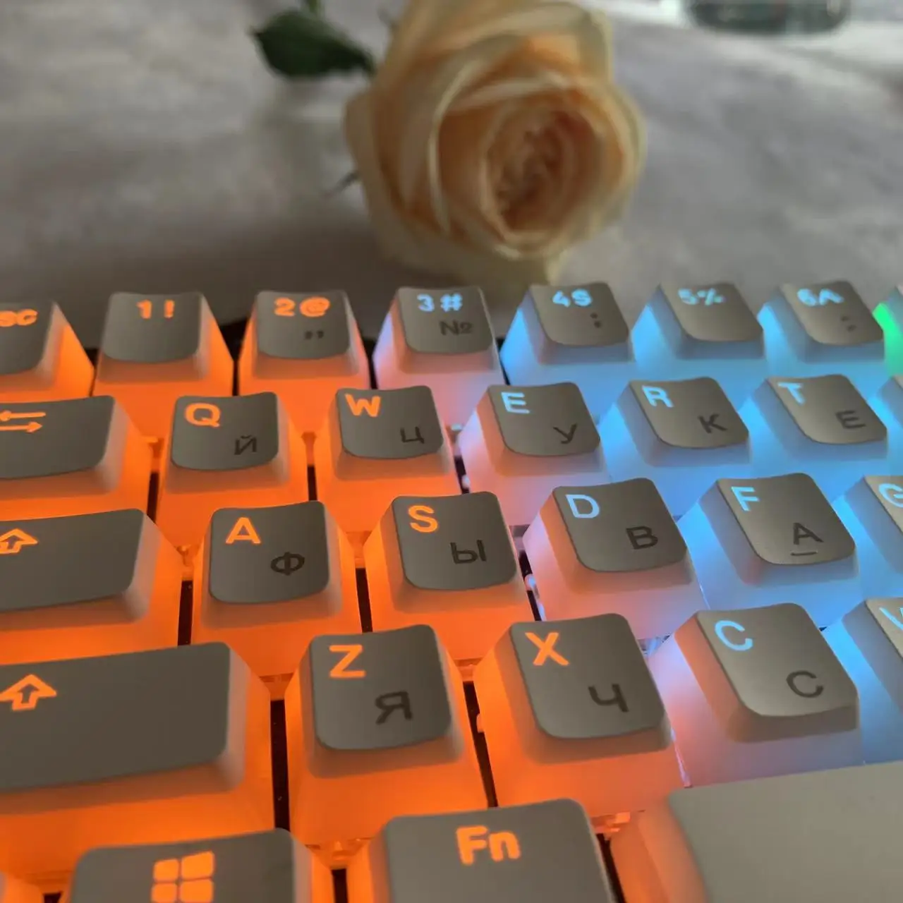 PBT, Conjunto completo de 117 teclas, Layout ISO, Russo, Coreano, Espanhol