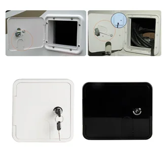 Square Plastic White And Black Water Inlet Hatches With Rv Camper Cable Hatches Rv Cable Covers