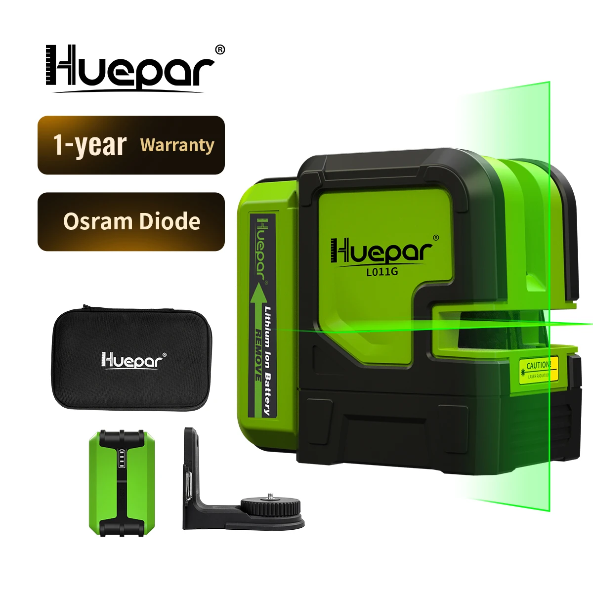 Huepar 2 Linee Laser Level Green Beam Cross Line Batteria Ricaricabile Autolivellante Agli Ioni Di Litio Strumenti Laser Con Modalità Impulso E Staffa