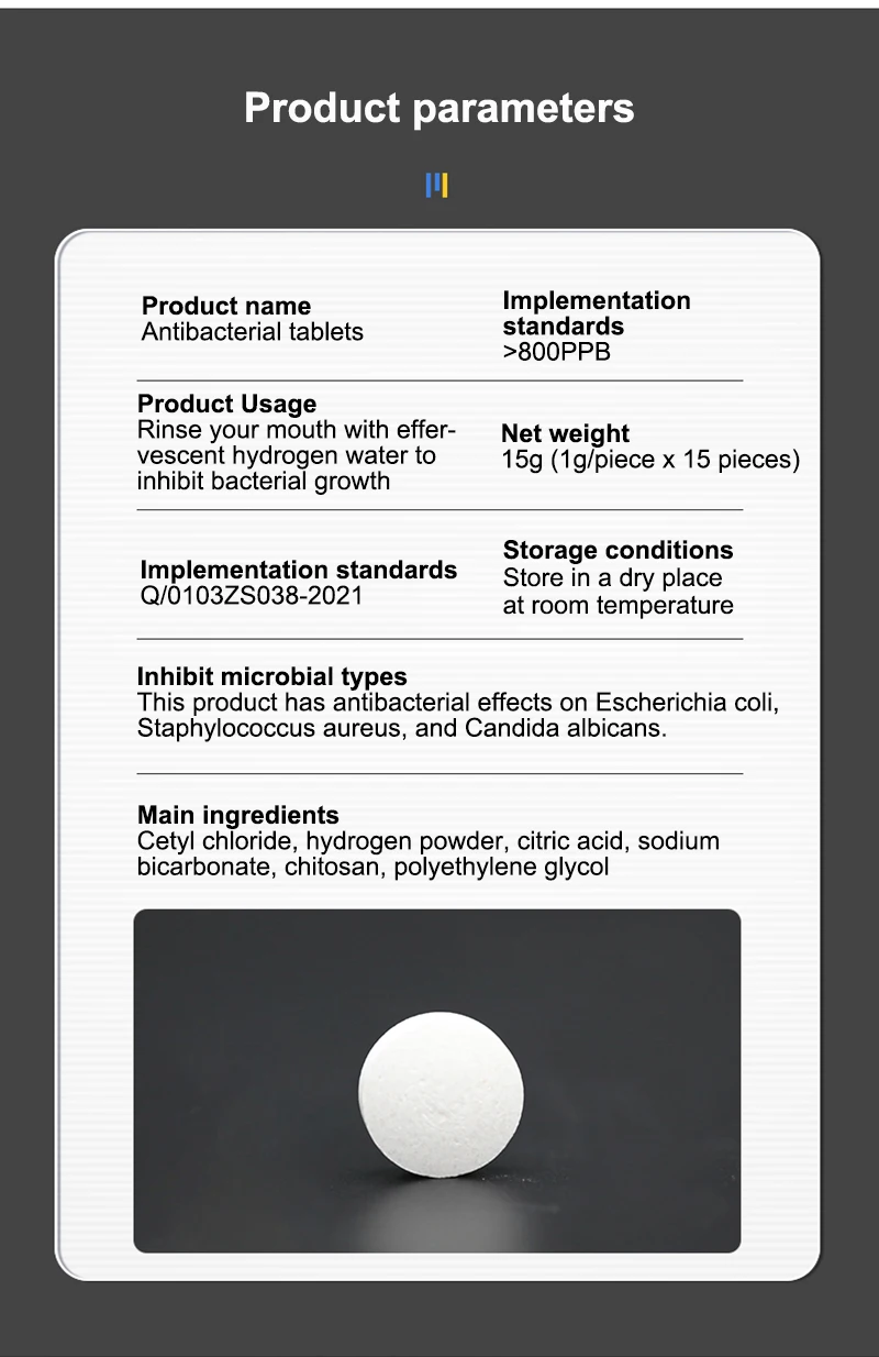 S302613b8040042e3a87c6406b423b937a 1Bottle Hydrogen Water Tablets,Inhibit Bacterial Tablets Brushing Teeth Inhibitory And Teeth，800PPB Max