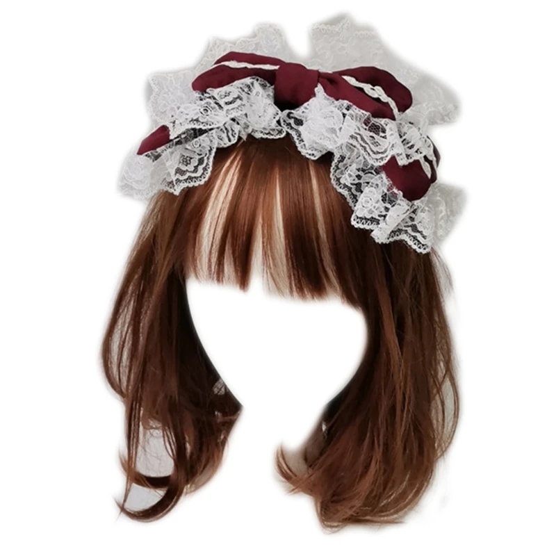 Anime Maid Lovely Sweet Headband Lolita Maid Women Lace Headwear Cosplay Hair Hoop Hand Made For Girls Gift Hair Accessory