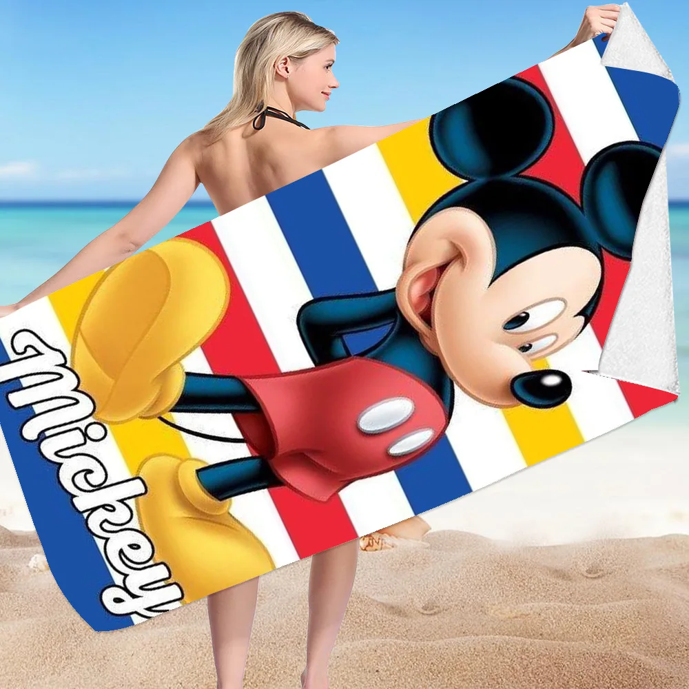 thumbnail image 1 of Disney-Toalla de playa de Mickey y Minnie, Toalla de baño de Anime, pelusa que absorbe el agua, baño, piscina, secado rápido, regalo, 1 of 5