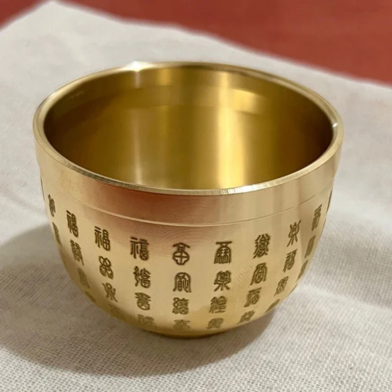 New Gold Feng Shui Hundred Blessings Bowl Fine Workmanship Meaningful Gifts Copper Materials Exquisite Desktop Ornamen
