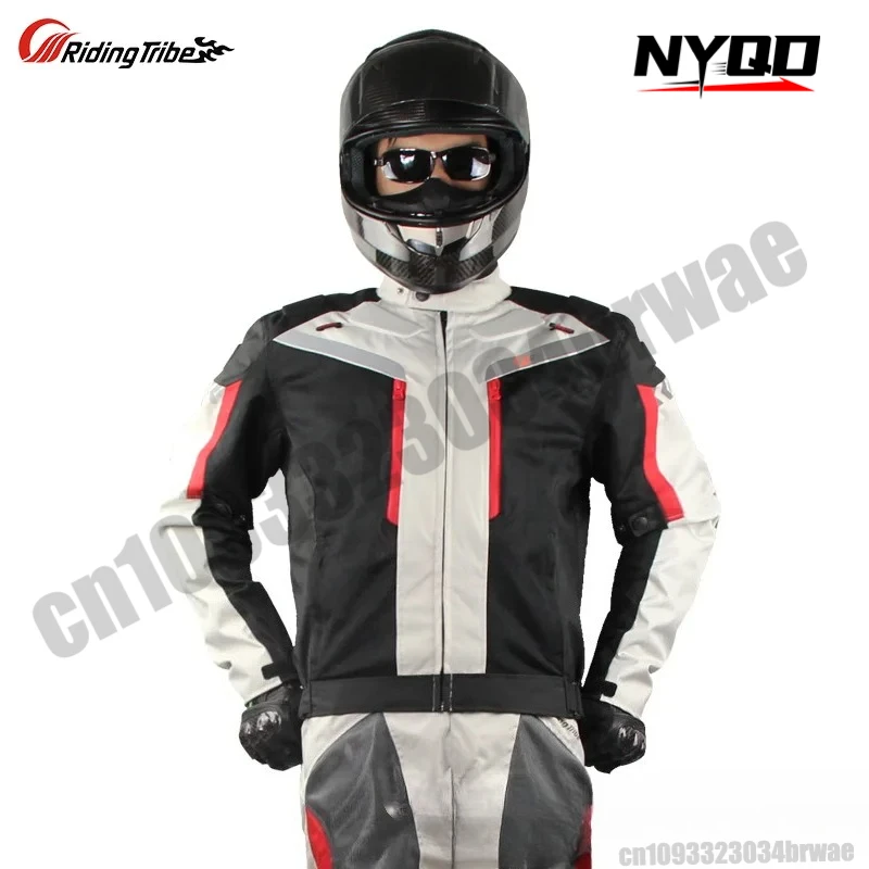 라이딩 트라이브 여름 오토바이 재킷 통기성 메쉬 반사 방수 레이싱 라이딩 재킷