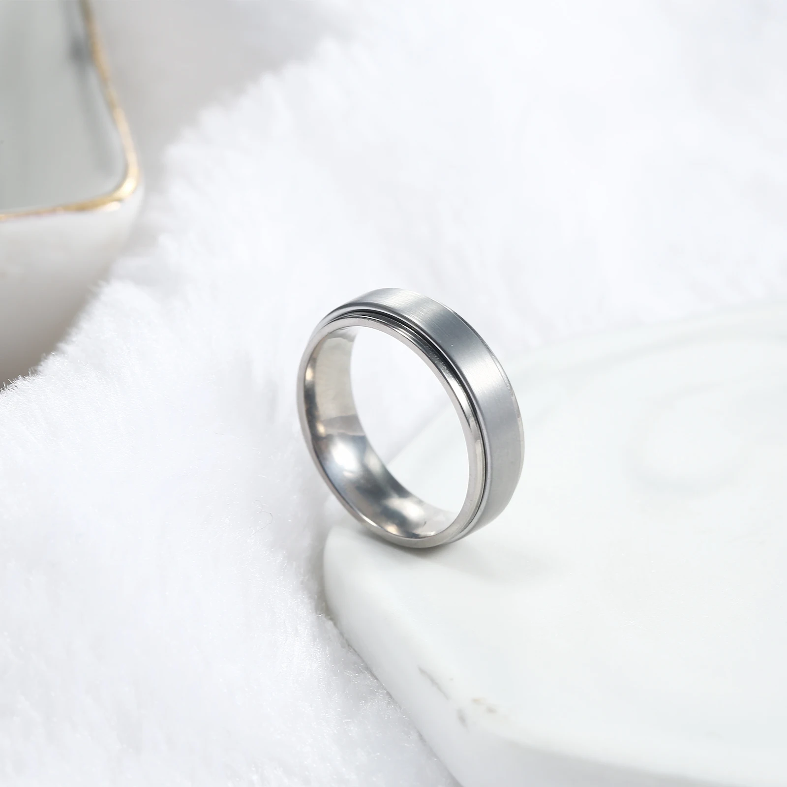 6/8mm Titanium Tungsten Spinner Rings for Men Women  Wedding Band Half Size Nickel Free Fidget Anxiety Comfort Fit 5