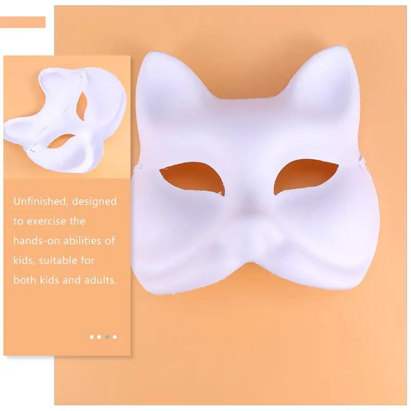 White Blank Mask Fox Mask Japanese Hand Painted Japanese Style Half Prom For Cosplay Party Kid Woman 12pcs party masks face mask 3d face masks
