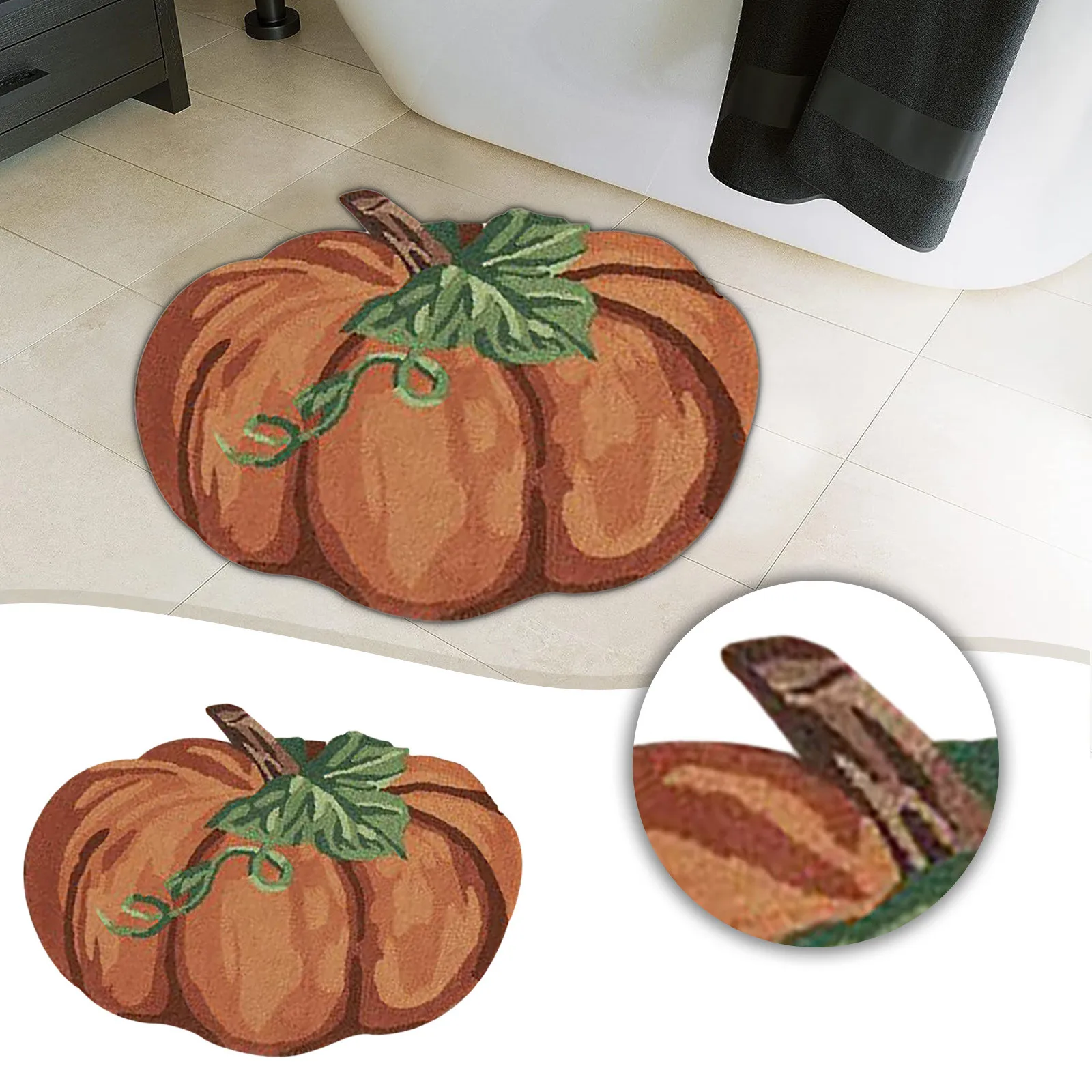

Thanksgiving Pumpkin Mat Non-Slip Washable Welcome Door Mat Suitable For Indoor And Outdoor Entrance Home Bathroom Living Room