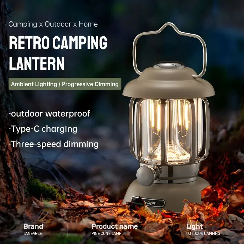 Outdoor Camping Lantern Portable LED Tent Light Rechargeable Emergency Lamp