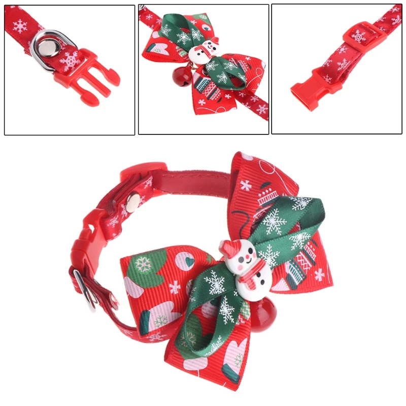 

Adjustable Cats Bow Tie Collars Christmas Cats Collar Party Supplies Xmas High-end Cats Collar Christmas Drop Shipping
