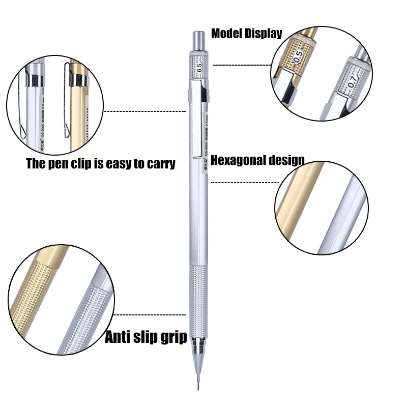 0.5/0.7mm Anti slip Mechanical Pencil Drawing Automatic Pencil, for Artist Writing, Sketching and Filling Drawing Stationery 3