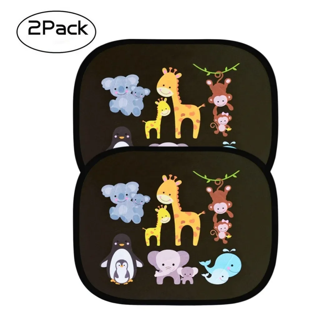 Car sunshade with colorful zoo animals