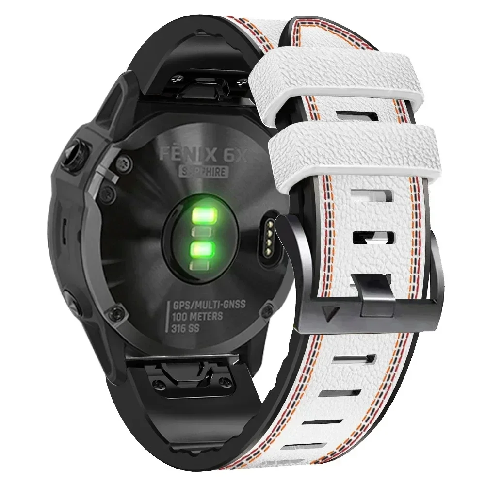 Premium Leather Silicone Watchband Bracelet - 26mm/22mm Strap
