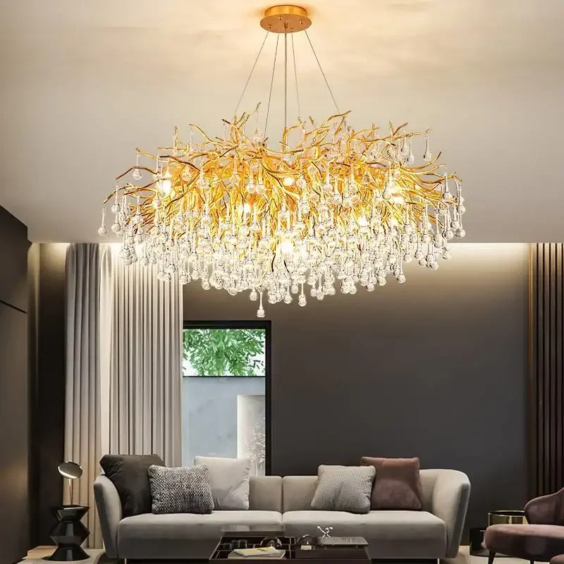 Lampadario rettangolare con ramo di albero - Lampadario moderno a Lampadario rettangolare con ramo di albero - Lampadario moderno a