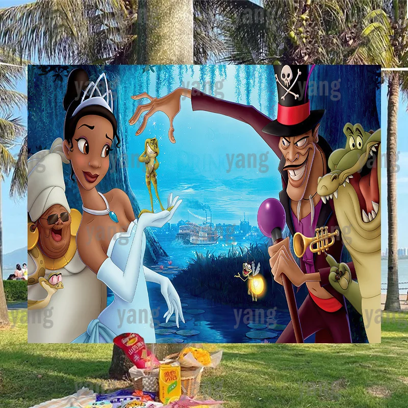 Cartoon Sailing Castle Disney Princess And The Frog Tiana Fornisce Sfondo Per Decorazioni Per Striscioni Doccia Festa Di Buon Compleanno