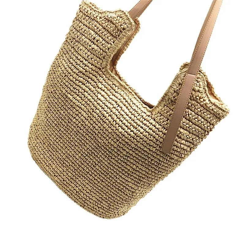 Spring and Summer Fashion Large Capacity Woven for Women 2025 New Single Shoulder Beach Bag Beach Vacation Tote