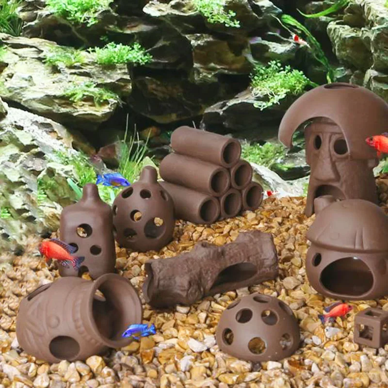 Premium Ceramic Fish & Shrimp Shelter - Scorpion-Style Aquarium Decor