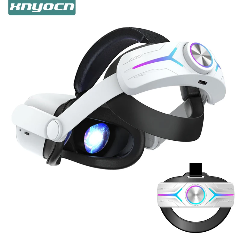 Аккумуляторная игровая световая полоса, ремешок для головы для Oculus Quest 2 Elite Halo с аккумулятором 8000 мАч для аксессуаров Meta вопросы 2 VR